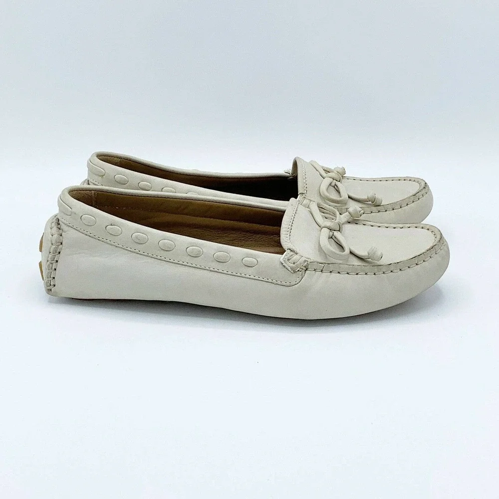 Trask Loafer Womens 6.5M White Leather Driving Moccasin‎ Casual Slip On Comfort